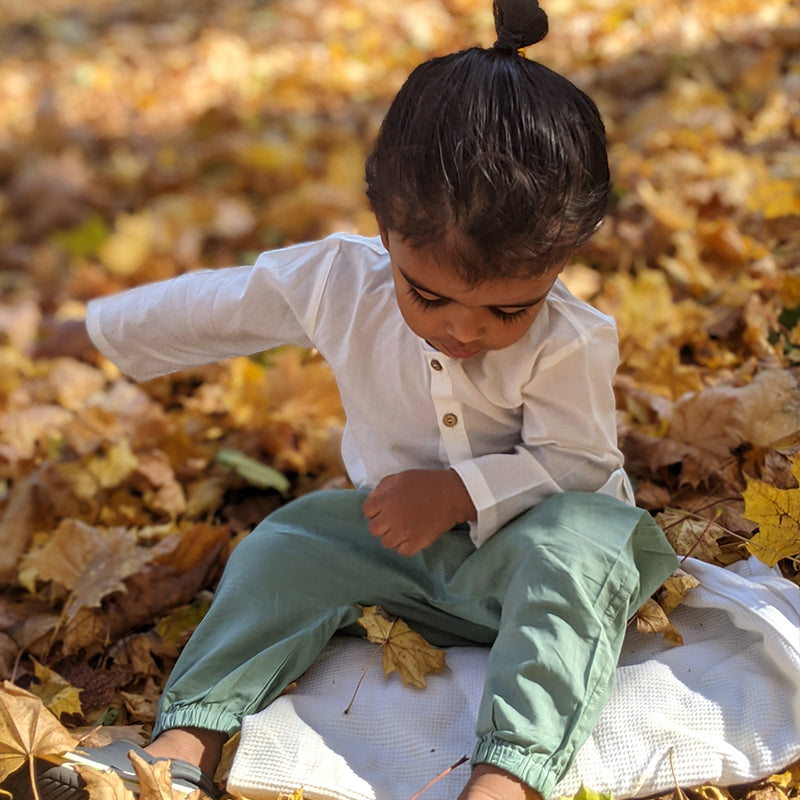 UNISEX ORGANIC KOI BAG - KOI MINT AND WHITE KURTA + MINT PANTS