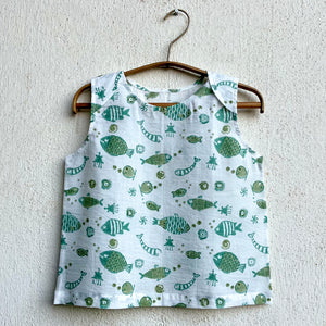 Organic Cotton Koi Jhabla Bag - Patang Print Jhabla and Mint Koi Jhabla