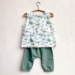 Load image into Gallery viewer, Organic Cotton Koi Mint Jhabla and Mint Pajama Pants Set
