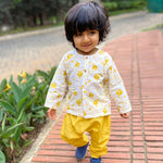 Load image into Gallery viewer, Organic Cotton Patang Yellow Bag - Kurta and Pyjama Pants Set
