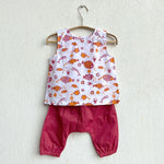 Load image into Gallery viewer, Organic Cotton Koi Jhabla Pajamaj Bag - Koi Red Jhabla + Peach Jhabla With Red Pants
