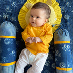 Load image into Gallery viewer, UNISEX ORGANIC YELLOW ANGRAKHA &amp; WHITE PANTS
