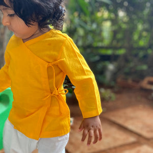 UNISEX ORGANIC YELLOW ANGRAKHA & WHITE PANTS