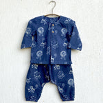 Load image into Gallery viewer, WHITEWATER KIDS UNISEX ORGANIC ZOO PRINT INDIGO ANGARAKHA TOP + PANTS
