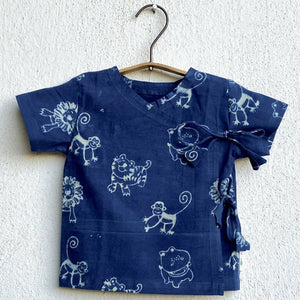 WHITEWATER KIDS UNISEX ORGANIC ZOO PRINT INDIGO ANGARAKHA TOP + PANTS