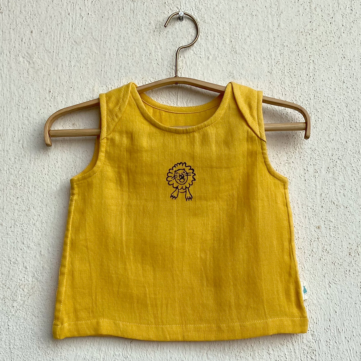 UNISEX ORGANIC ZOO YELLOW JHABLA WITH INDIGO CHECK PANTS