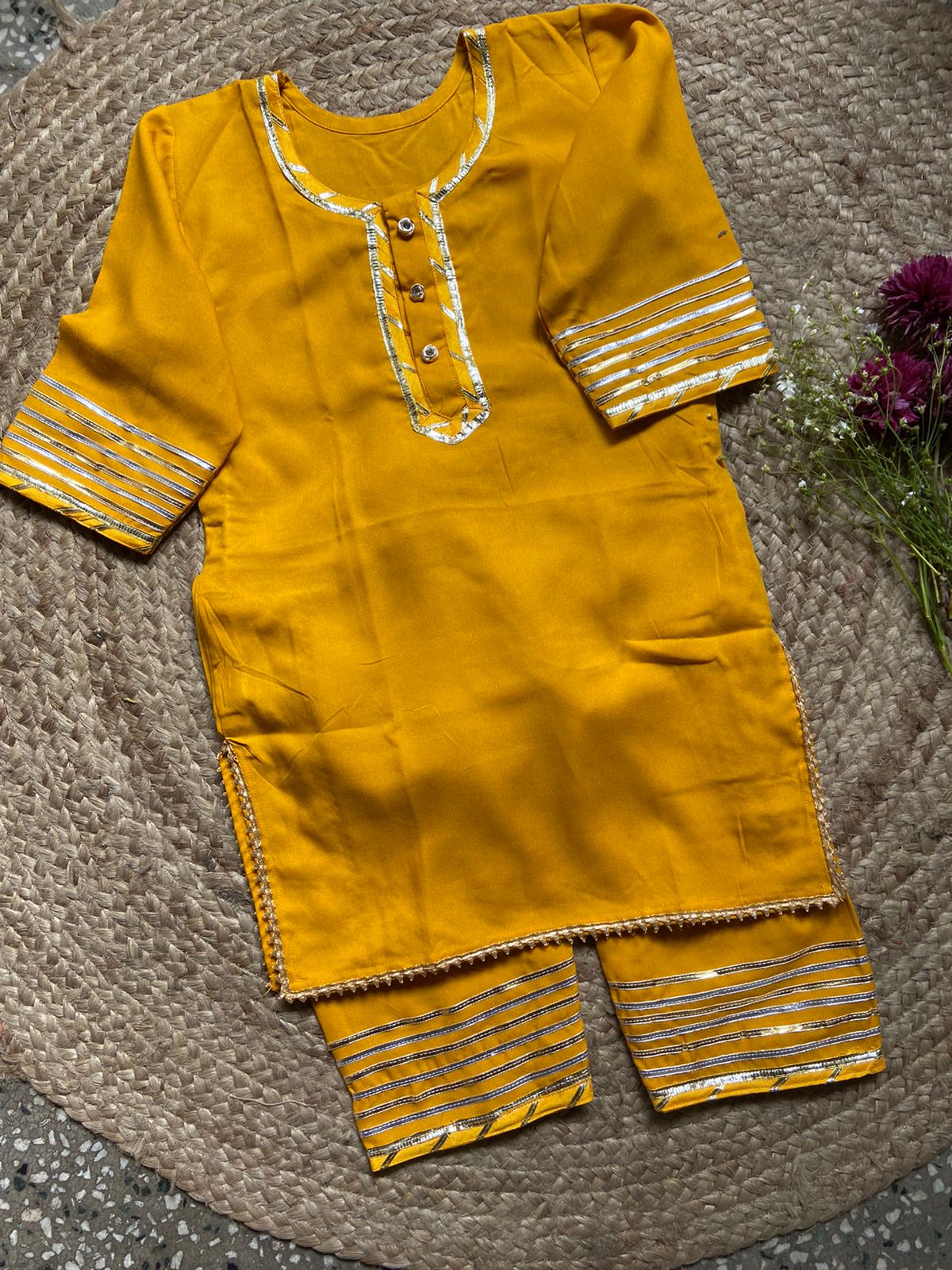 Manjal suit for little girls