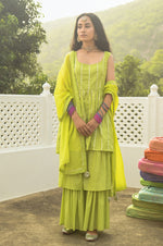 Load image into Gallery viewer, Zivah Green Kurta-Sharara Set
