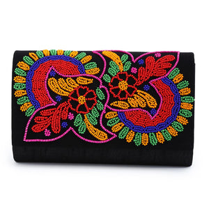 Beaded floral envelope clutch