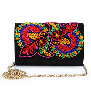 Beaded floral envelope clutch