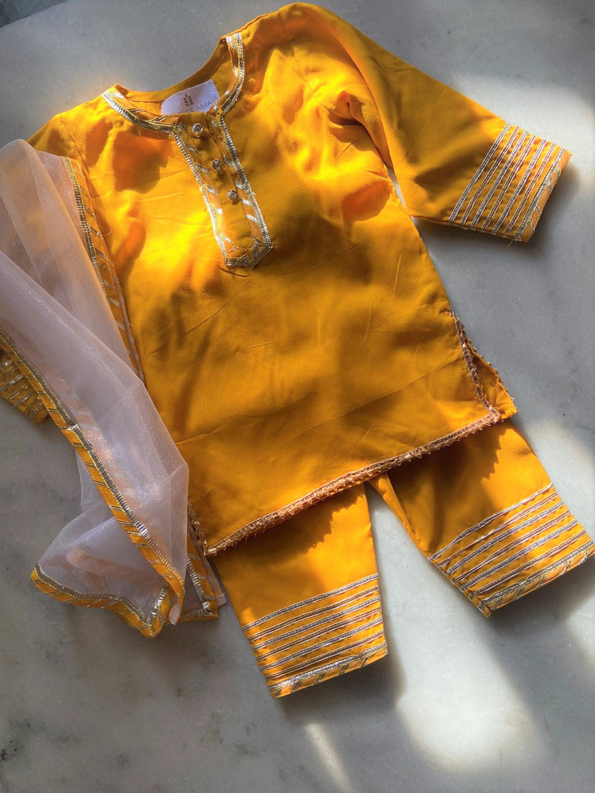 Manjal suit for little girls