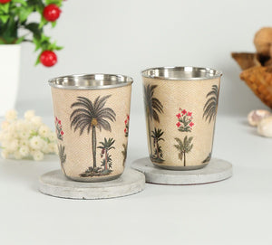 Chevron Palms Small Steel Tumbler (Set of 2)